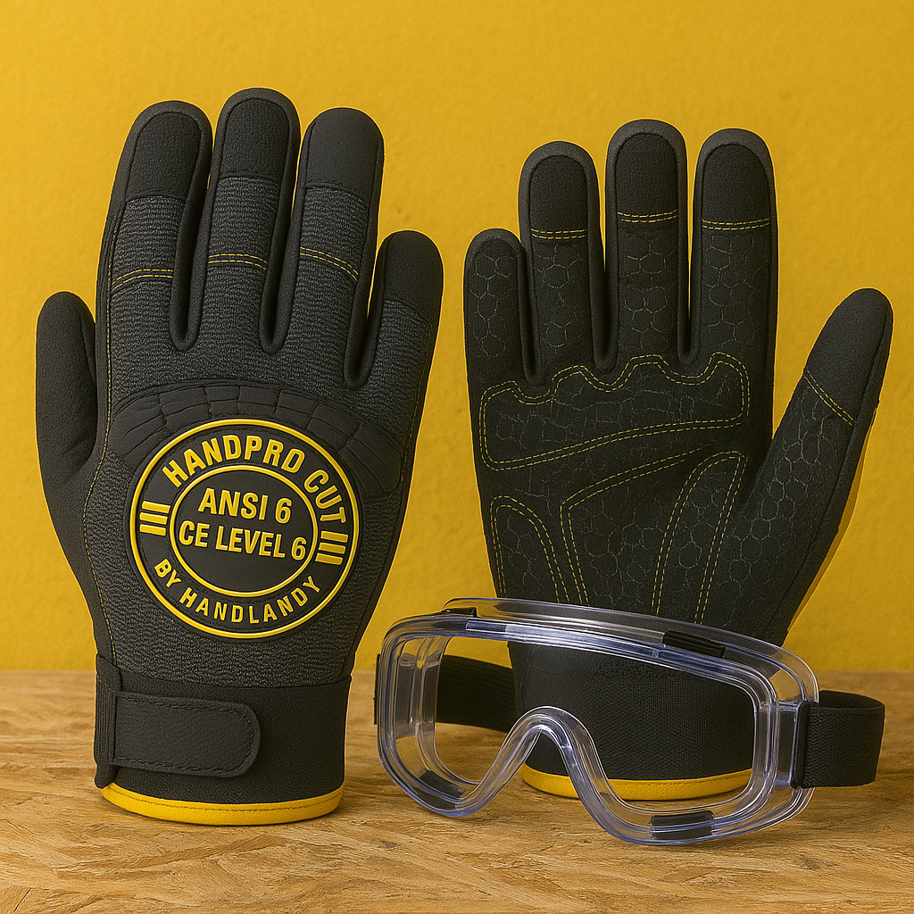 Ütésálló védőkesztyű + Páramentes védőszemüveg